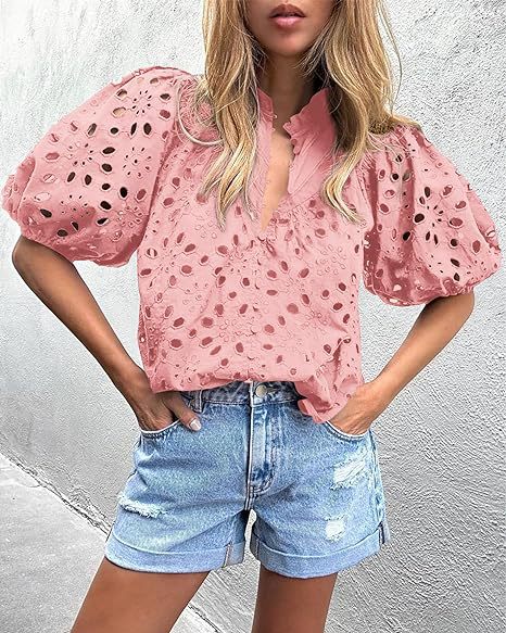 Dame elegant bluse med spids Stilla