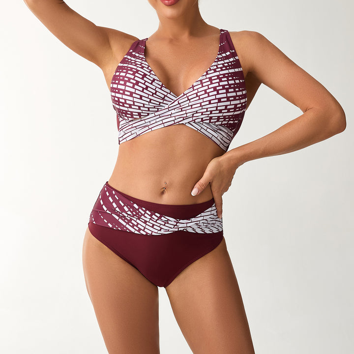 Dame bikini sæt med raffinerede indviklede detaljer og høj trusse Stilla