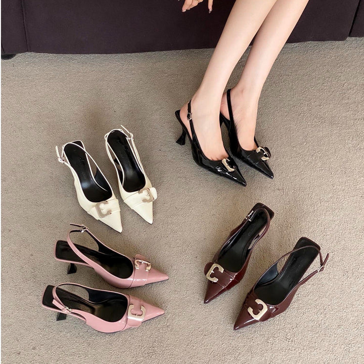 Femme Spidsede Slingback Hæle med Spænde-Detalje Stilla