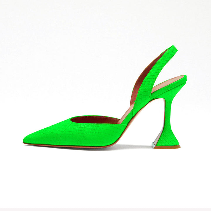 Femme spidse tå Slingback hæle med dyretryksdesign Stilla