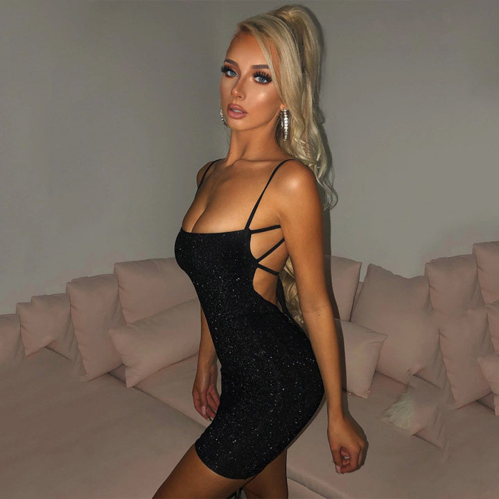 Femme Glitrende Bodycon Mini-Kjole Stilla