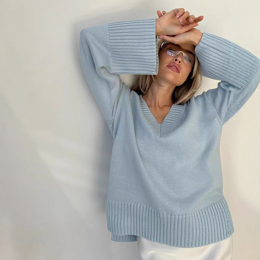 Dame elegant V-hals pullover Stilla