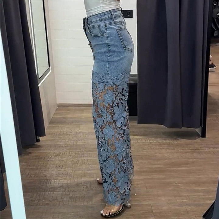 Dame jeans med blomster-spids dekoration Stilla