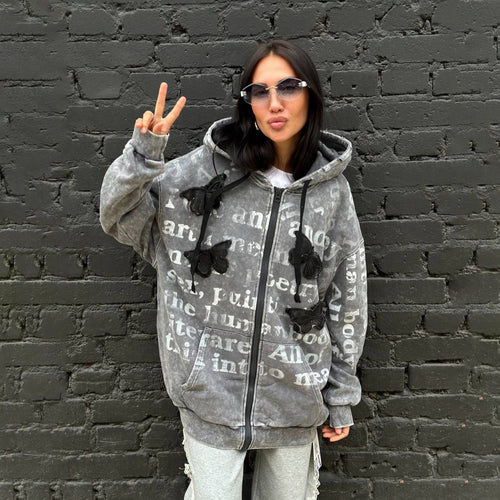 Kvinders oversized hoodie-jakke med unikt print Stilla