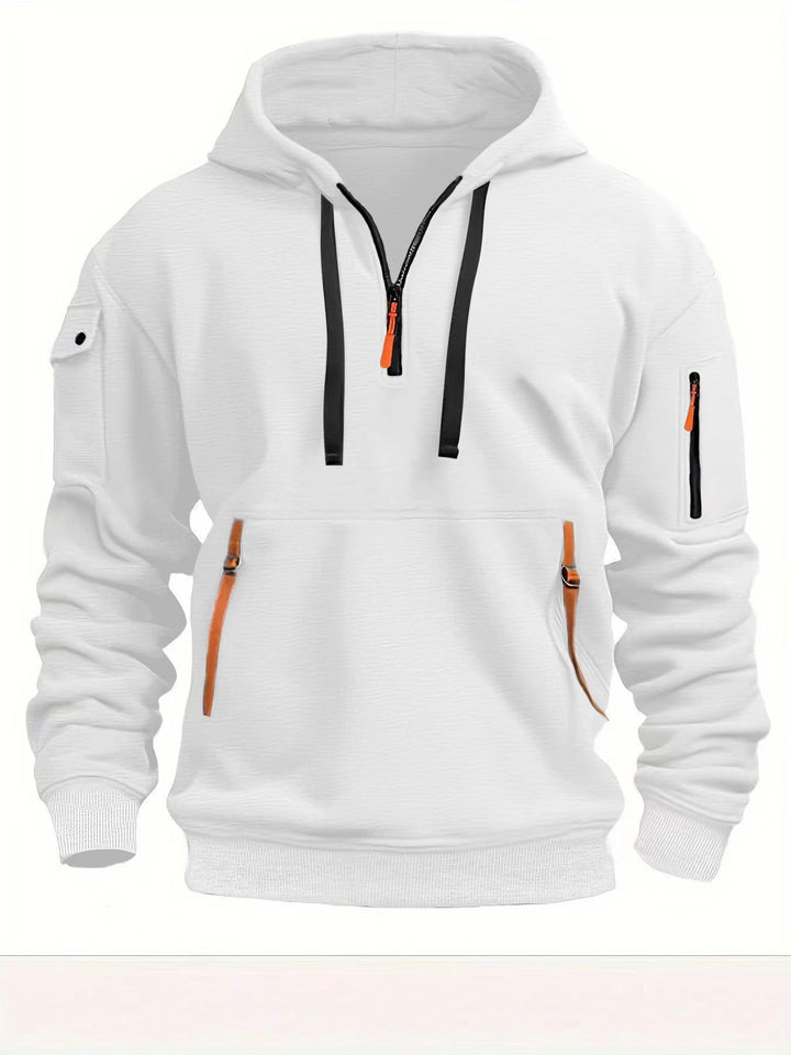 Herre hoodie med praktiske lynlåslommer Skovae