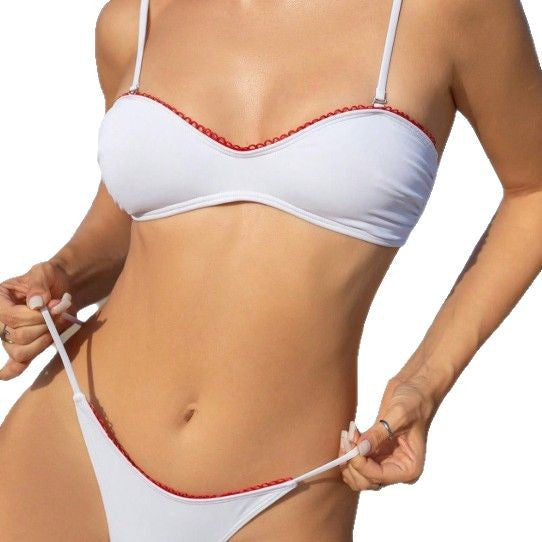 Dame bikini-sæt med fine flæsedetaljer og justerbare stropper Stilla