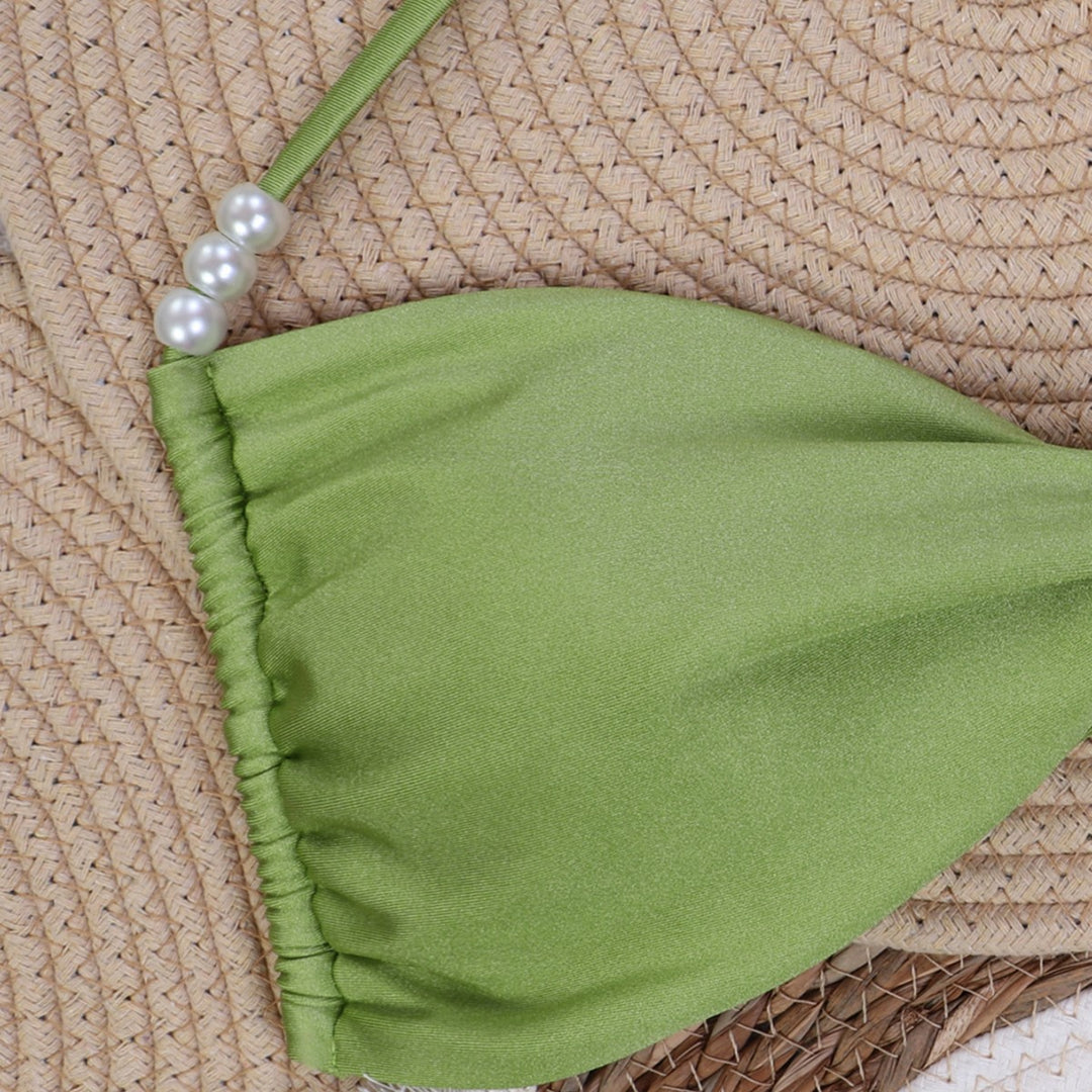 Dame Bandeau-bikini med elegante perlesnore Skovae
