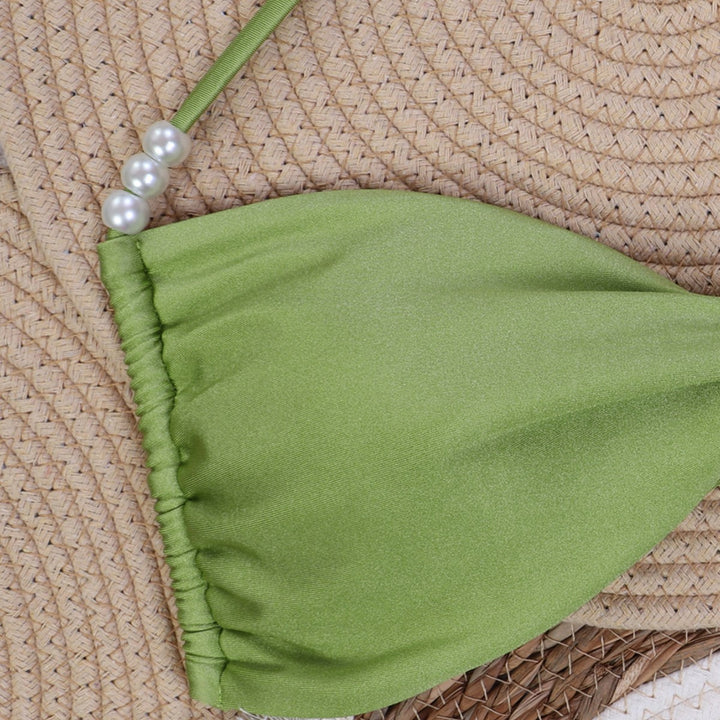 Dame Bandeau-bikini med elegante perlesnore Skovae