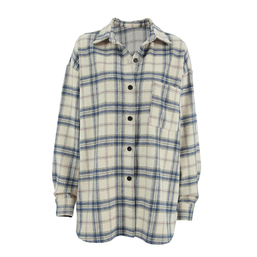 Dame Tjekket Overshirt-Jakke i blødt materiale med afslappet snit Stilla
