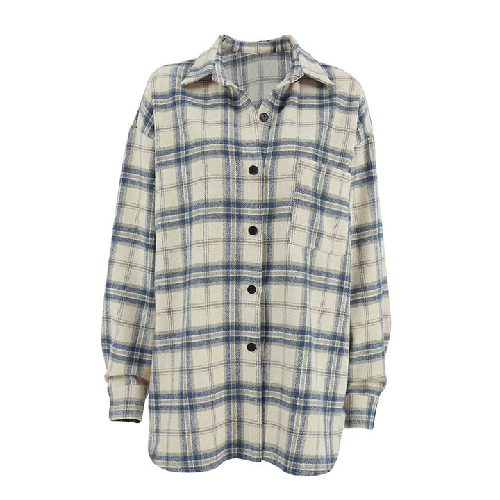 Dame Tjekket Overshirt-Jakke i blødt materiale med afslappet snit Stilla