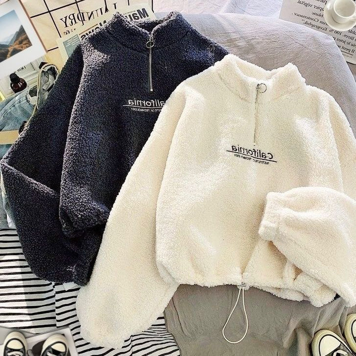 Kvindernes fleece pullover med stående krave og lynlås Skovae