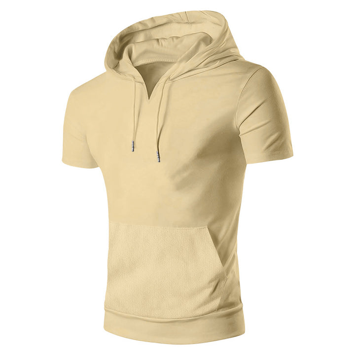 Herre kortærmet hoodie med praktisk kængurulomme og åndbart stof Stilla