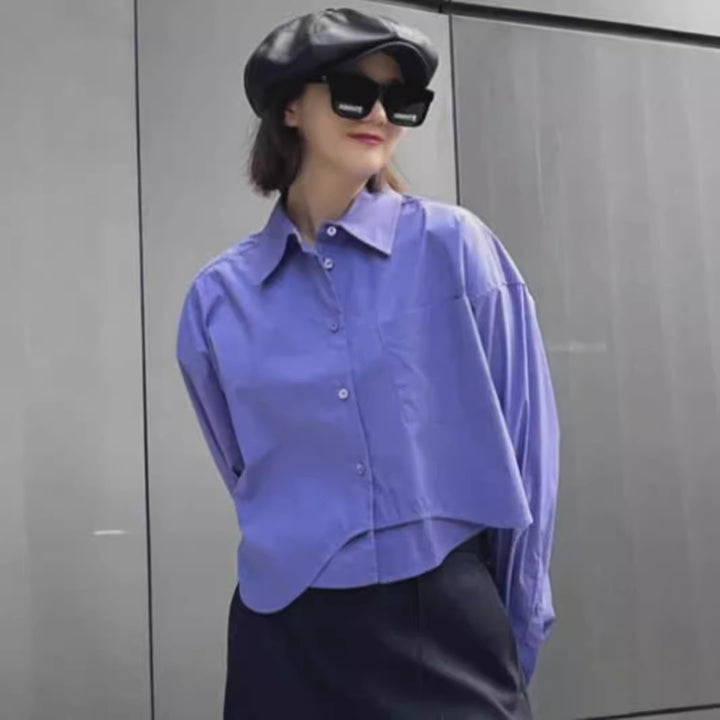 Kvindernes fashionable cropped bluse med oversized fit Stilla