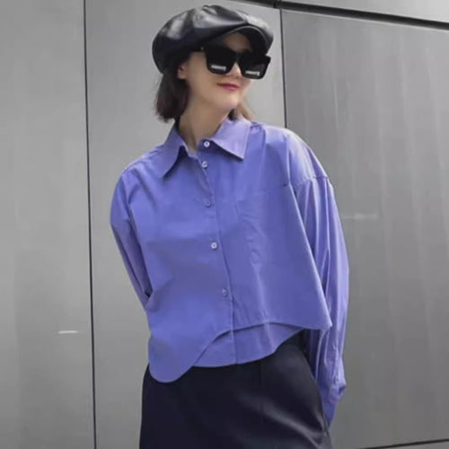 Kvindernes fashionable cropped bluse med oversized fit Stilla
