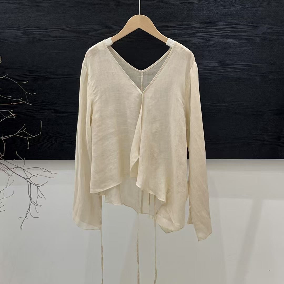 Femme Loose-Fit Laget V-Udskæring Bluse Stilla