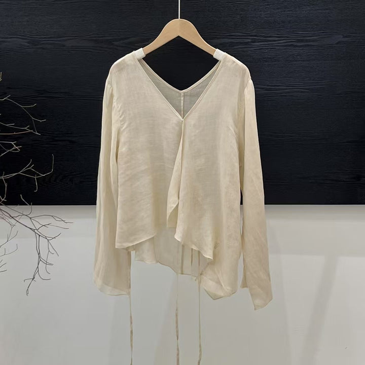 Femme Loose-Fit Laget V-Udskæring Bluse Stilla