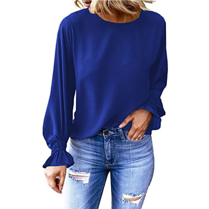 Dame elegant bluse med rynkeærmer Stilla
