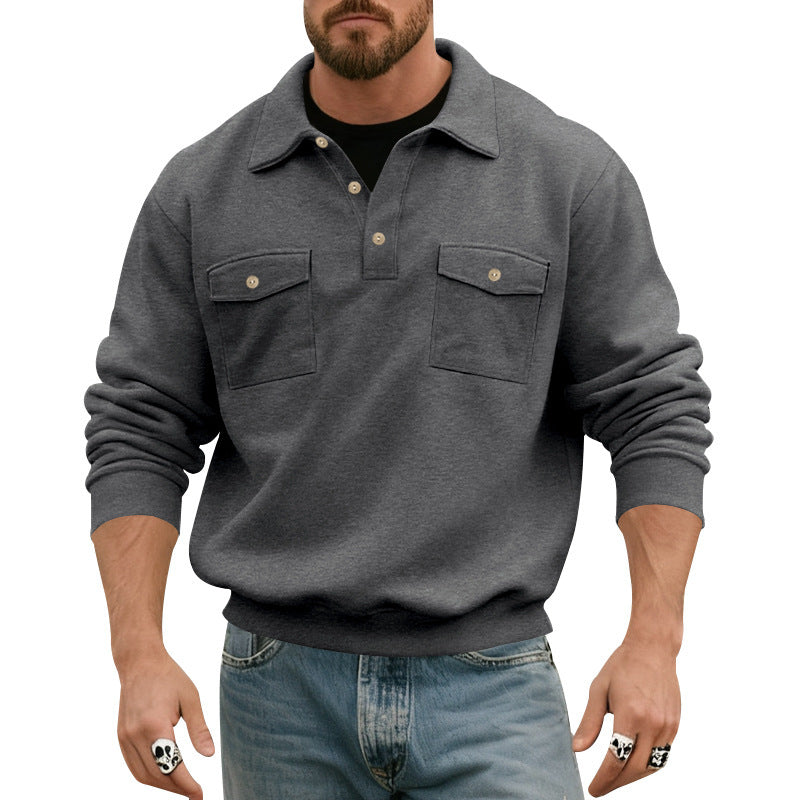 Herren nan Pullover med polokrave og påsatte brystlommer Skovae