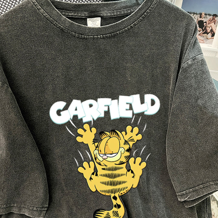 Dame T-shirt med kreativ Garfield-print og afslappet oversized pasform Stilla