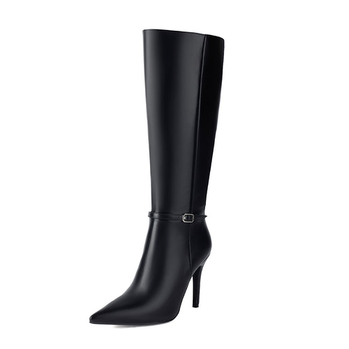 Dame High-heeled Kunstlæder Over-knee Støvler med Spænde-snor Detalje Stilla