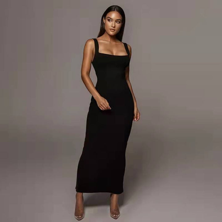 Dame Bodycon Maxikjole med skulderfri spids og elegant silhuet Stilla
