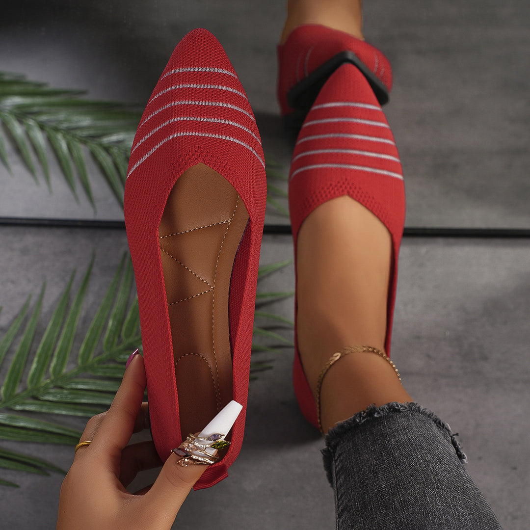 Dame stribede strik spidse sko Flats Stilla