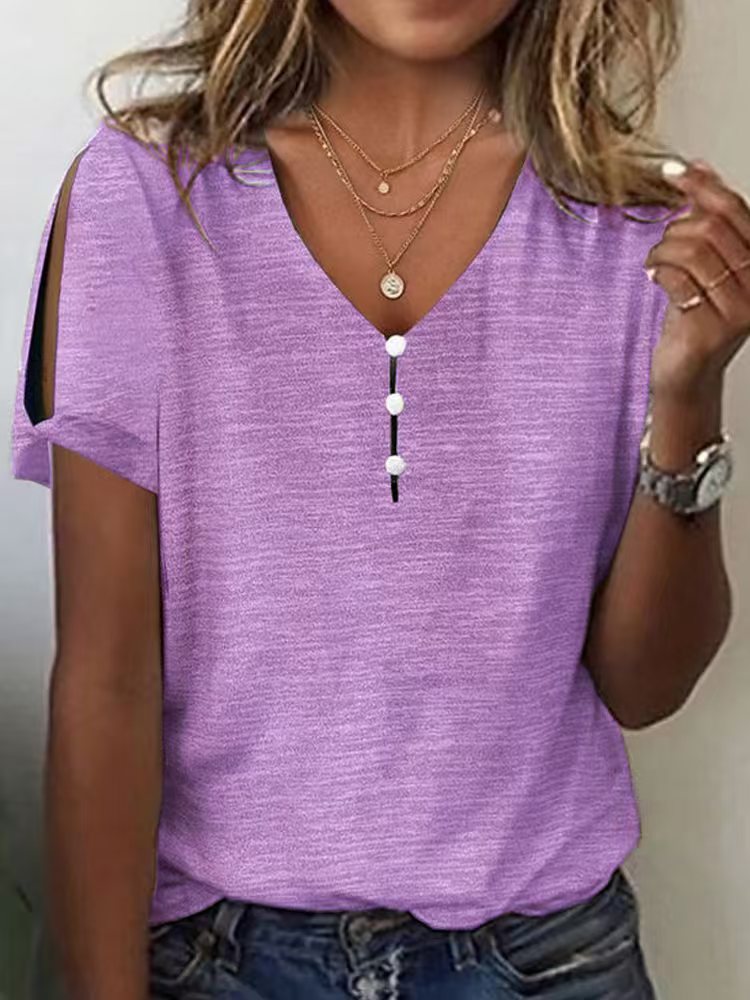 Dame Glitrende V-Pullover Bluse Skovae