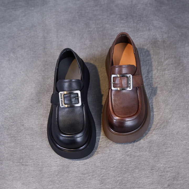 Femme Chunky Platform Loafers med dekorativ spænde-detail Stilla