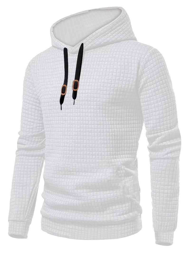Herre nan quiltet hoodie med rektangulær quiltning, snøring og ribstrikkede manchetter Skovae