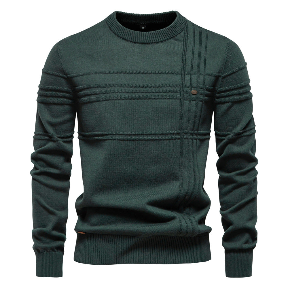 Herre strikpullover med struktureret design og moderne rund halsudskæring Stilla