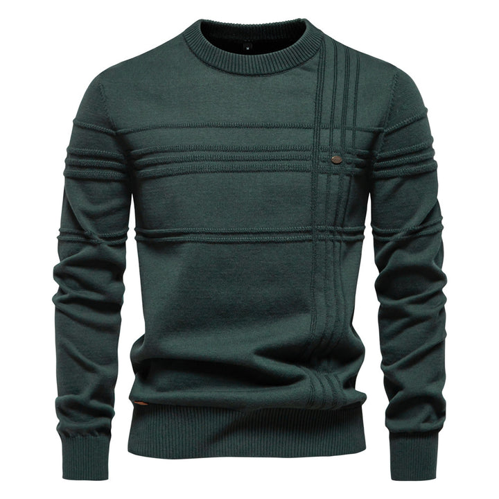 Herre strikpullover med struktureret design og moderne rund halsudskæring Stilla
