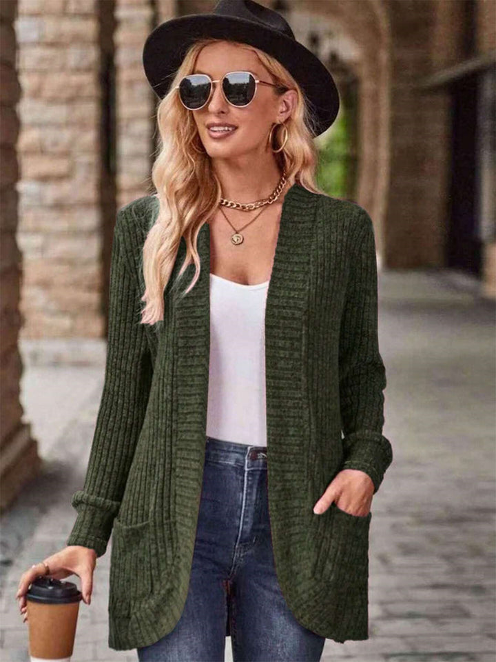 Dame Langærmet Strikcardigan med asymmetrisk Snit Stilla