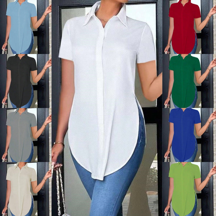 Dame Modisch Oversized-Skjorte med Sideslids Stilla