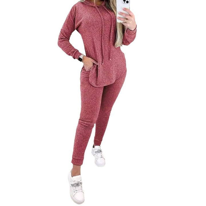 Dame hyggeligt hoodie- og joggingdragt-sæt med praktiske lommer Stilla