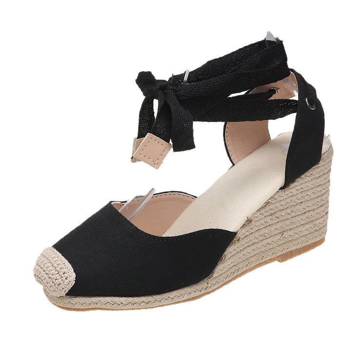 Dame Wedge-Pantoletten med flettet jute-detalje Stilla