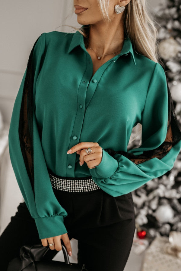 Dame Elegant Spidsærmet Bluse Stilla