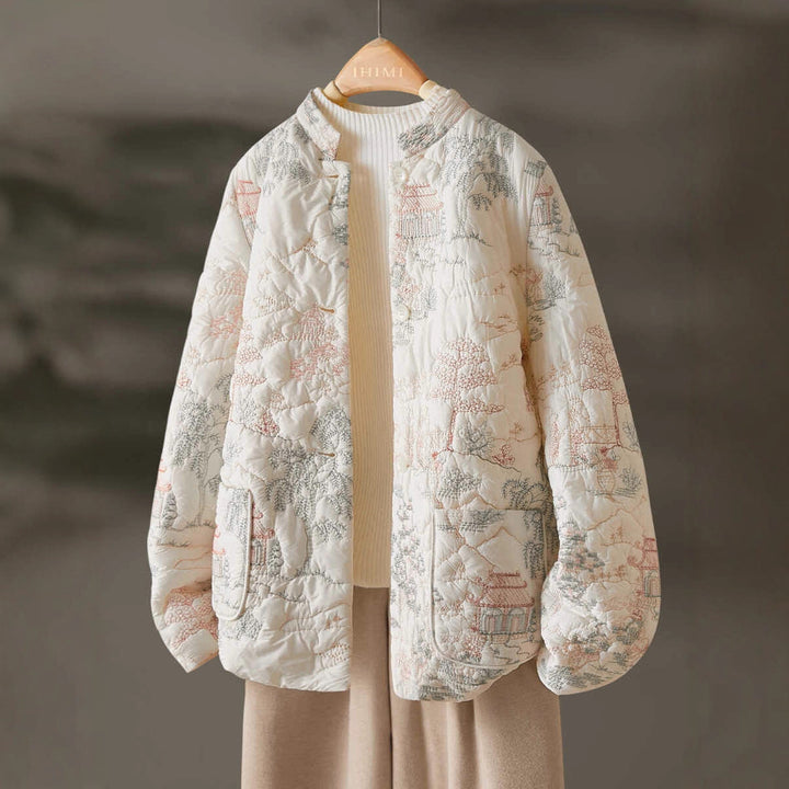 Kvindernes lette kviltede jakke med elegante broderier Stilla