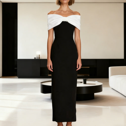 Damer Elegant Maxikjole med off-shoulder design og figursyet snit Skovae