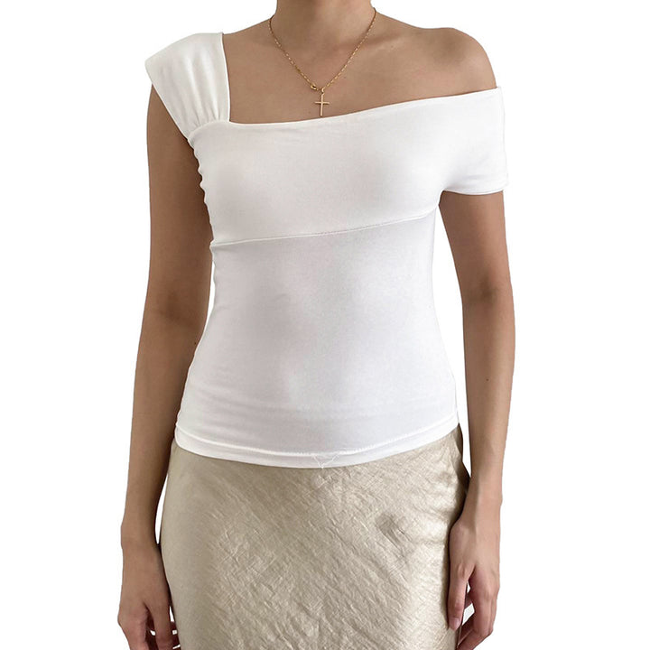 Dame moderne asymmetrisk top med trendy én-skulder design Skovae