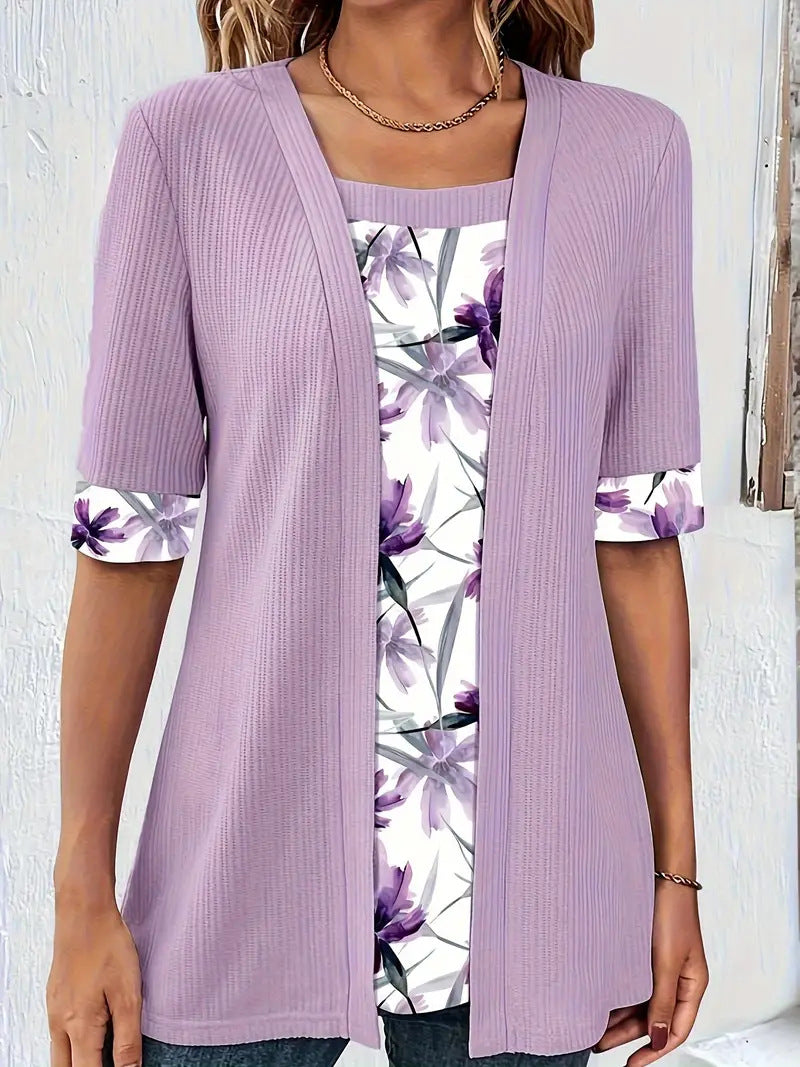 Damer casual cardigan med blomstret for Stilla