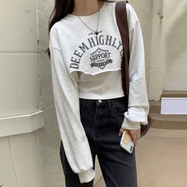Dame Cropped Graphic Sweatshirt med legende slogan Stilla