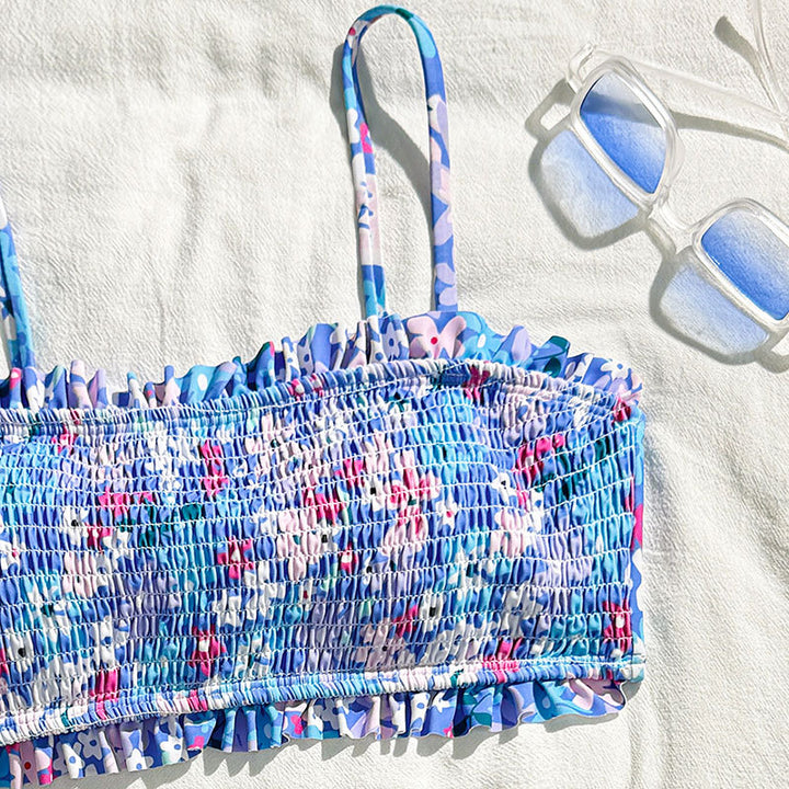Dame Bralette-bikini-sæt med florale flæser Stilla