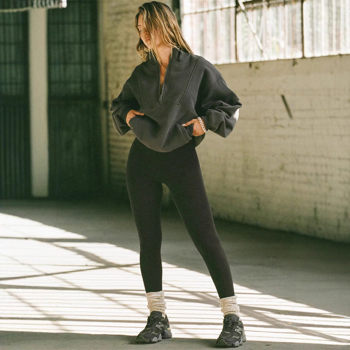 Dame oversized sweatshirt med høj krave Stilla
