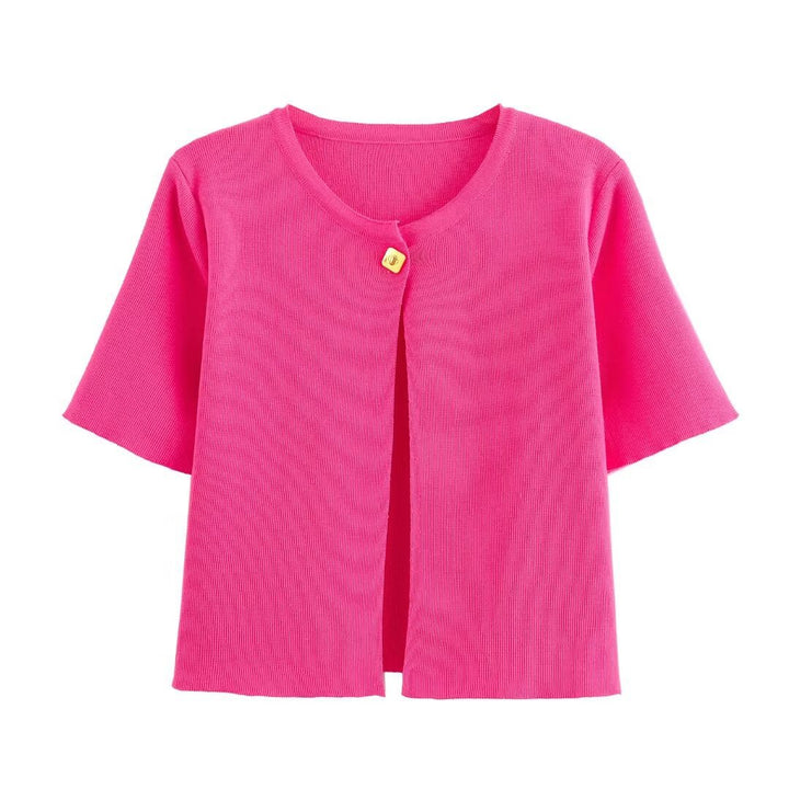Dame Relaxed Fit Button-Up Cardigan med korte ærmer Stilla