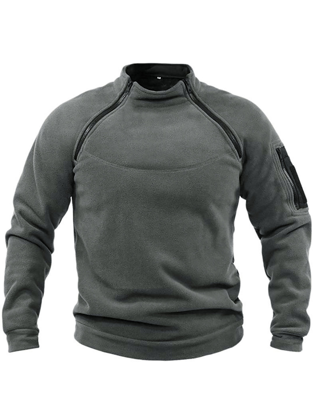 Herrer fleece-pullover med moderne ståkrave og praktiske lynlåslommer Stilla
