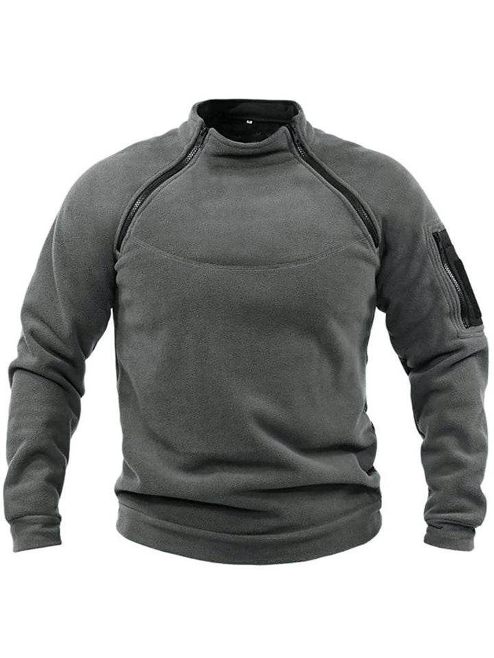 Herrer fleece-pullover med moderne ståkrave og praktiske lynlåslommer Stilla