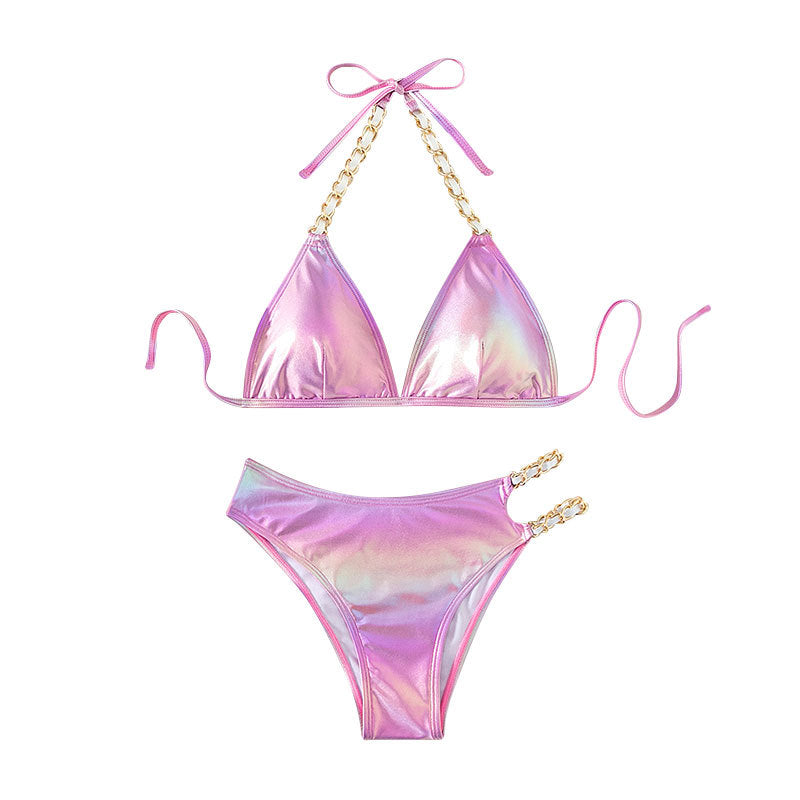 Dame triangle bikini med glamorøse kæde detaljer Skovae