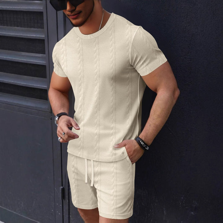 Herre casual kortærmet T-shirt og shorts sæt med struktureret design Stilla
