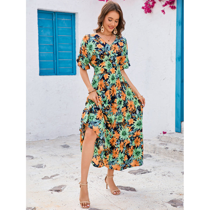 Dame Maxikjole med floral design Stilla