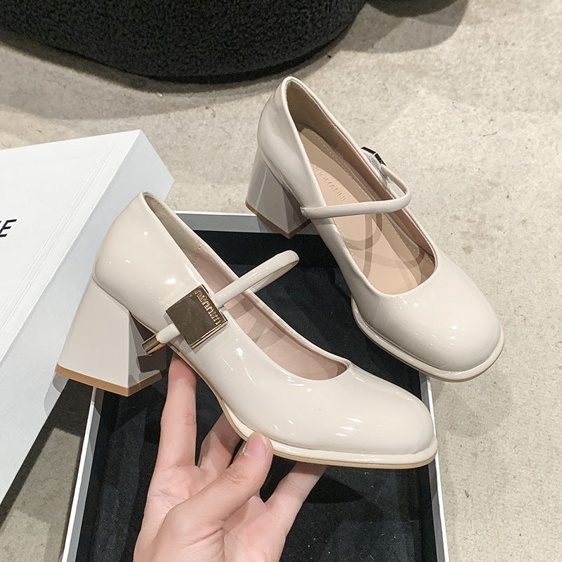 Dame Elegante Mary Jane Pumps med blokhæle og moderne rem Stilla